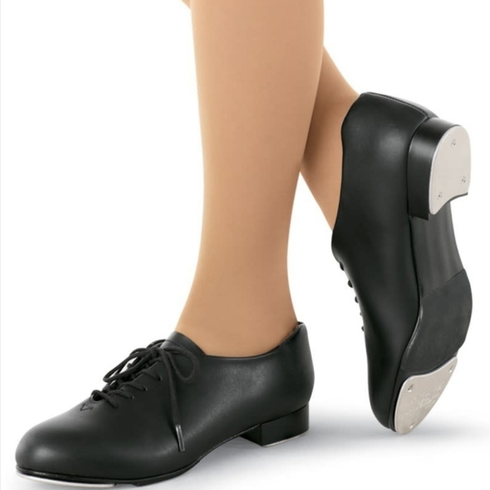 Capezio Black Oxford Tap Shoe Tele Tone Lace PU Leather Introductory Beginner